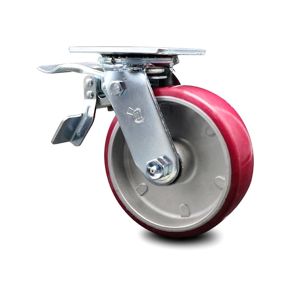 Service Caster 6 Inch Poly on Aluminum Swivel Caster with Ball Bearing and Total Lock Brake SCC SCC-TTL30S620-PAB - main